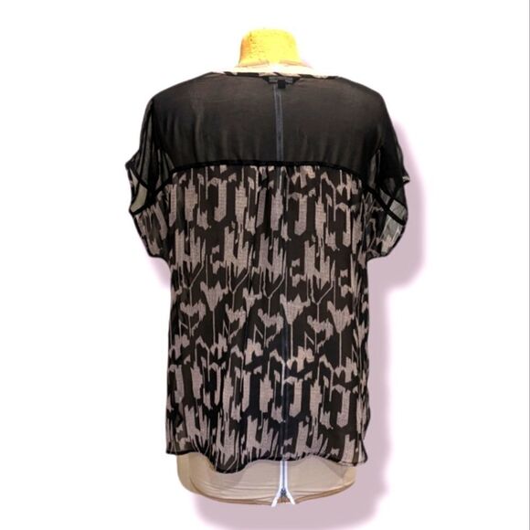 $5 Item! Addition Elle 18 Sheer Patterned Black and Tan Tunic with Gold Sequins - Picture 3 of 6
